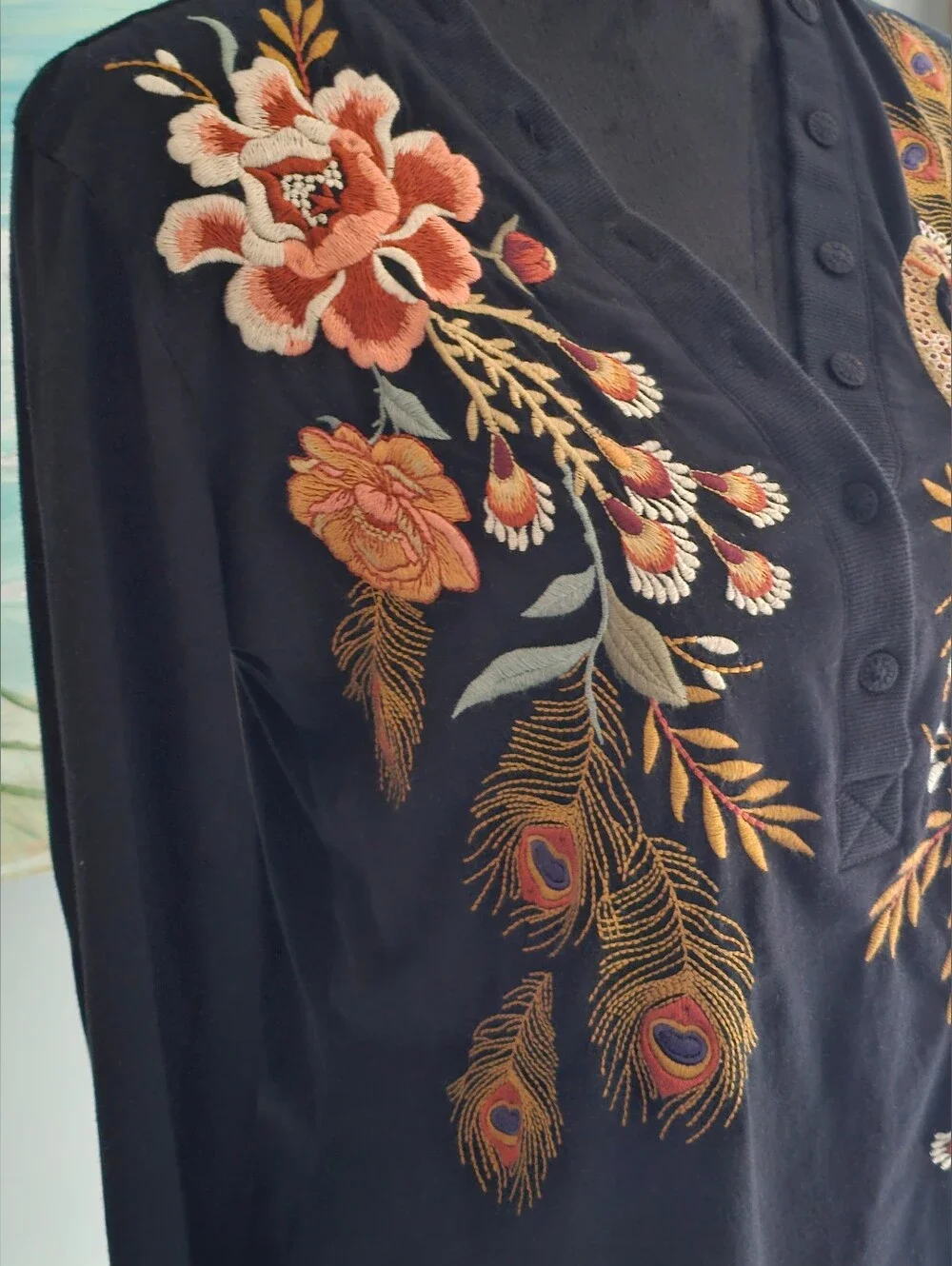 Johnny Was Embroidered Long Sleeve Tee - Picture 7 of 10